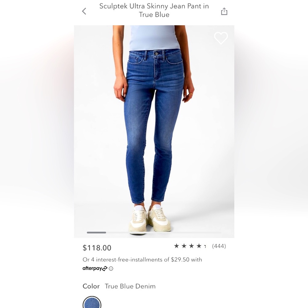 ATHLETA 8T Sculptek Ultra Skinny Jean in True Blue — 32.5” inseam